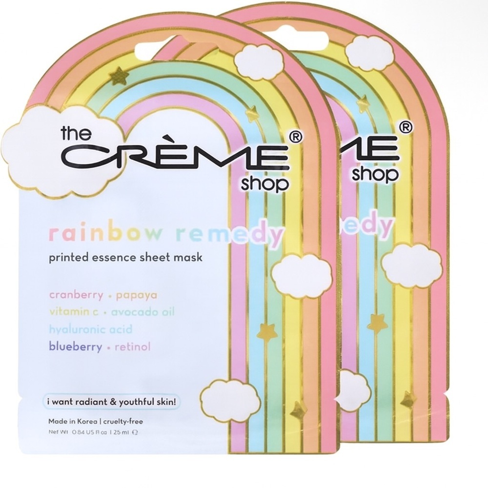 The Creme Shop Rainbow Remedy Printed Essence Sheet Mask 2-Pack Retinol Vit C
